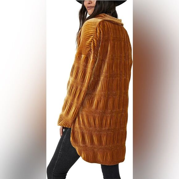 Free People My Best Velvet Blouse in Spiced Ginger XS NWOT - Picture 4 of 15